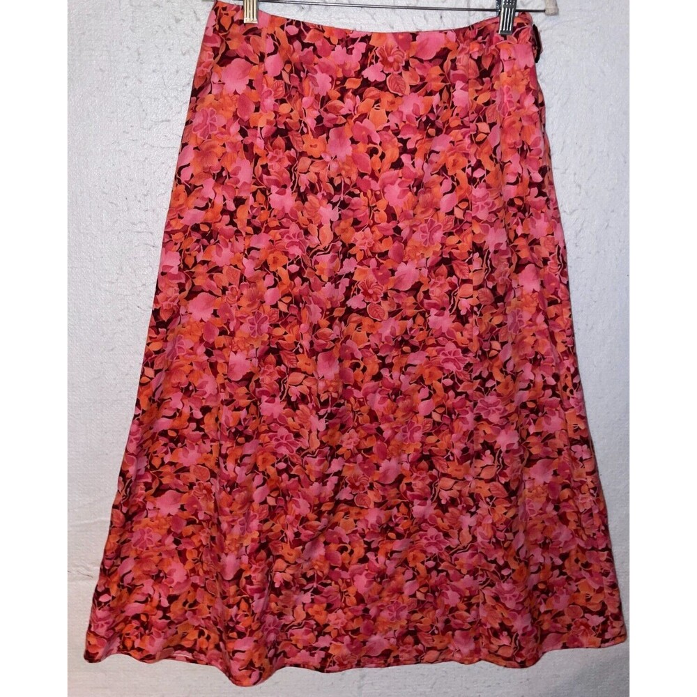 Vintage Talbots floral maxi lyocell cotton skirt Womens Size 10 Pink Flare USA